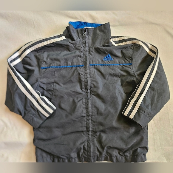 adidas Other - Adidas Boys Gray And Blue Insignia Long Sleeve Zip Up Windbreaker Jacket Size 4T